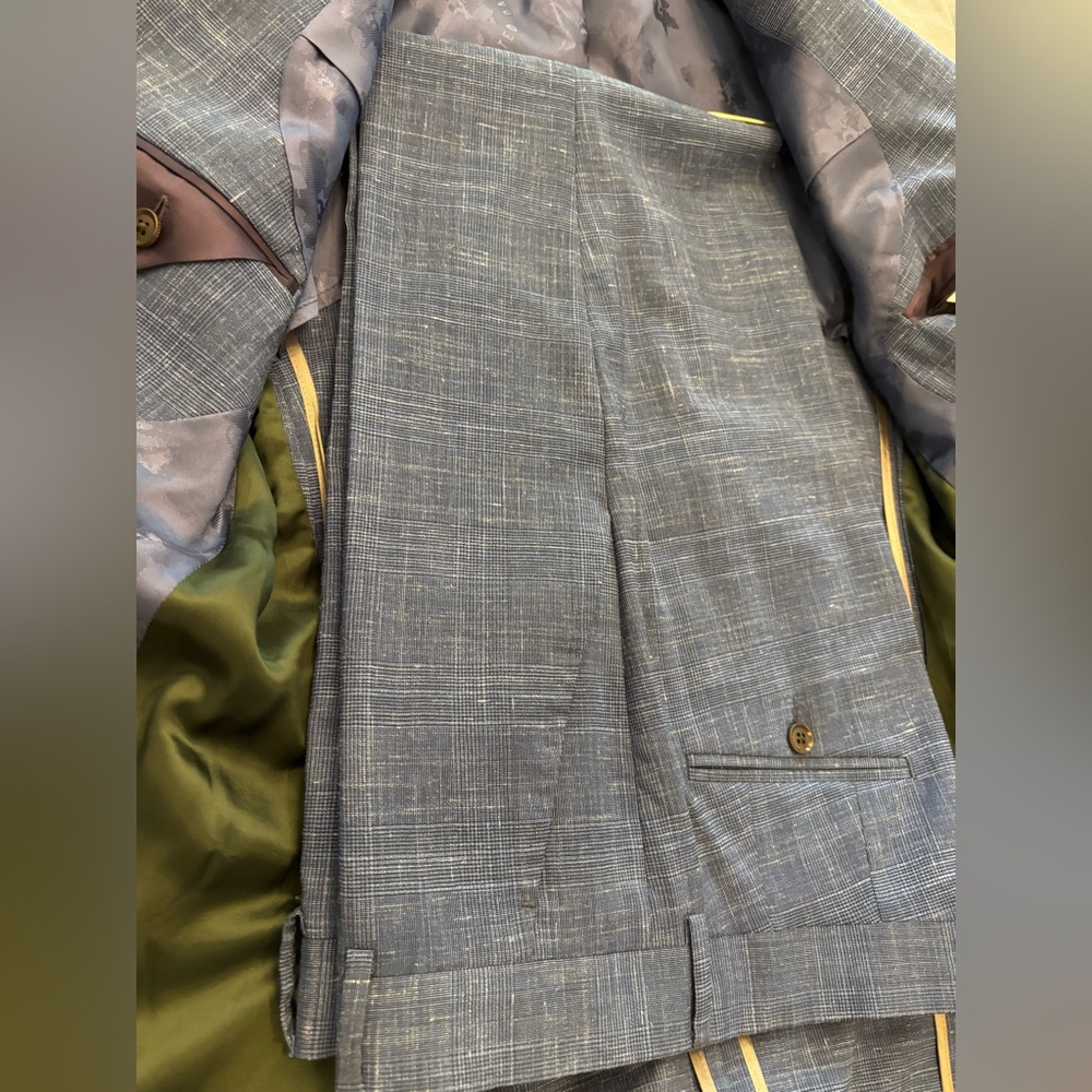 Ted Baker London Suit 38S Karl Plaid Blue - Picture 3 of 5